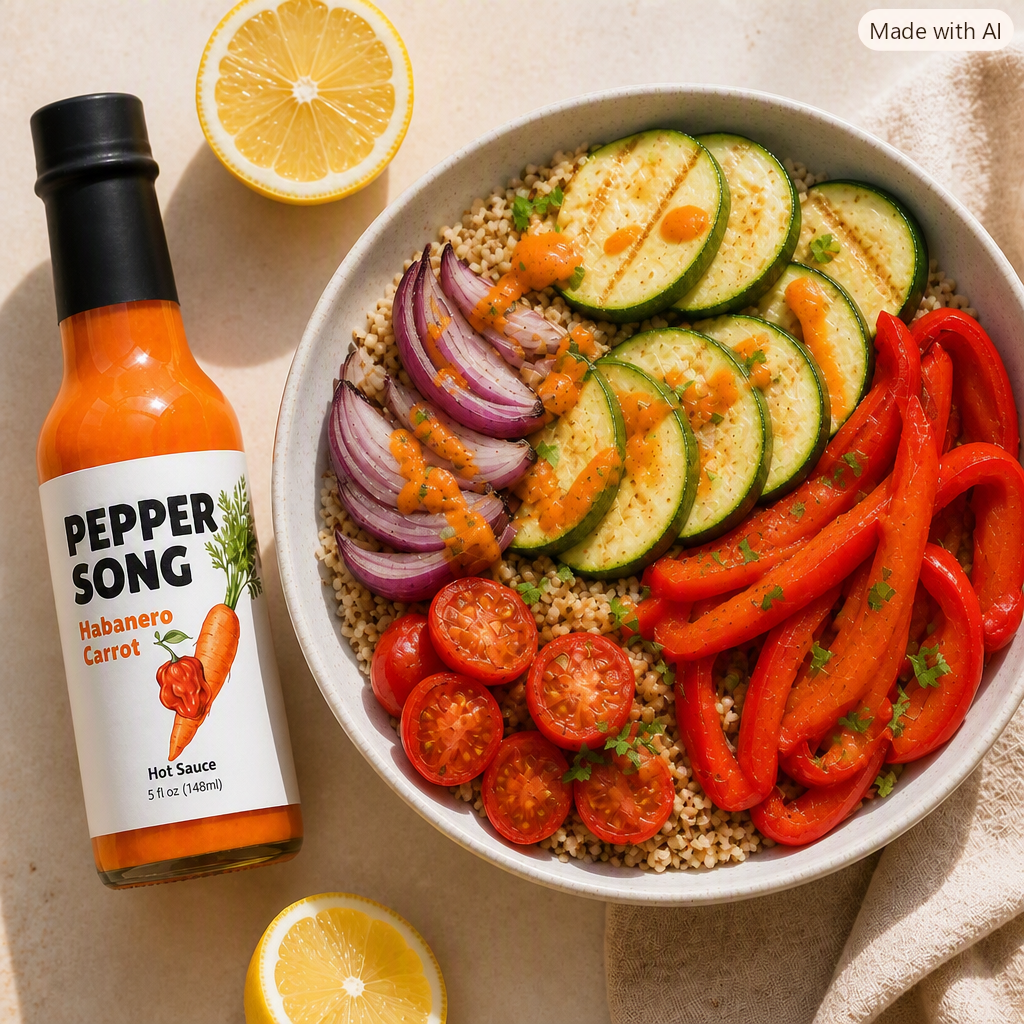Habanero Carrot Grilled Veggie Bowls - Pepper Song